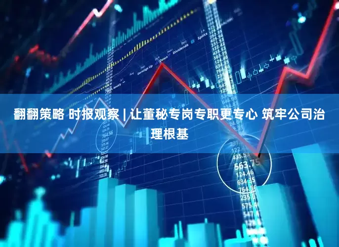 翻翻策略 时报观察 | 让董秘专岗专职更专心 筑牢公司治理根基